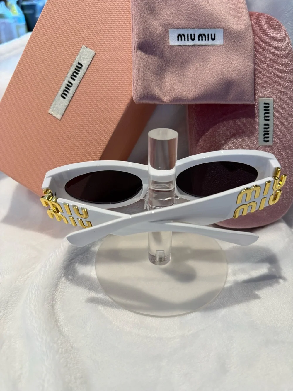 Miu Miu White Oval Sunglasses for Women - Chic Designer Shades